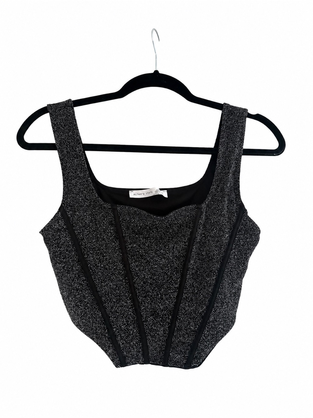 Altar'd State Black Sparkle Crop Top